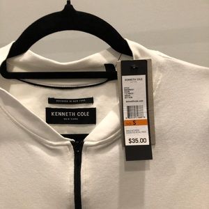 NWOT: Kenneth Cole white shirt sleeve zipped polo